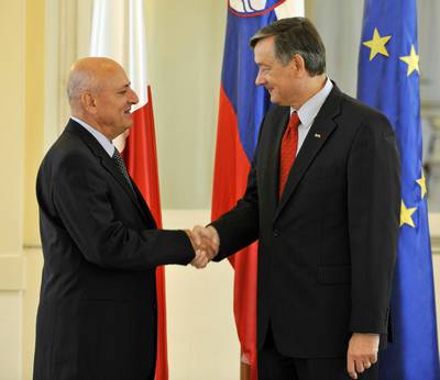 Slovenian President Danilo Türk receives the Speaker of the House of Representatives of Malta, Dr Louis Galea (FA BOBO)