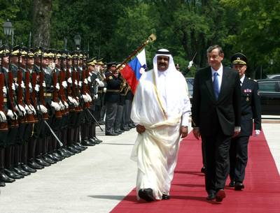 The President of the Republic of Slovenia, Dr Danilo Türk, receives the Emir of Qatar, Sheikh Hamad bin Khalifa Al-Thani (photo: Tina Kosec/STA)