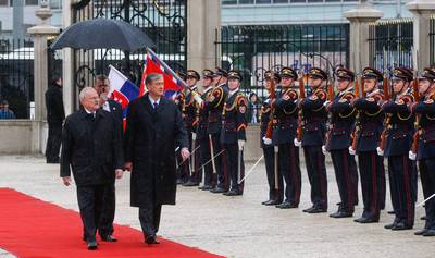 The President of the Slovak Republic, Ivan Gašparovič, receives the President of the Republic of Slovenia, Danilo Türk (photo: Stanko Gruden/STA)
