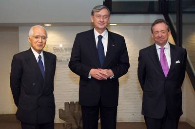 The President of the Republic of Slovenia, Danilo Türk, meets President of the International Court of Justice Hisashi Owada and Registrar of the International Court of Justice, Philippe Couvreur (photo: Stanko Gruden/STA)