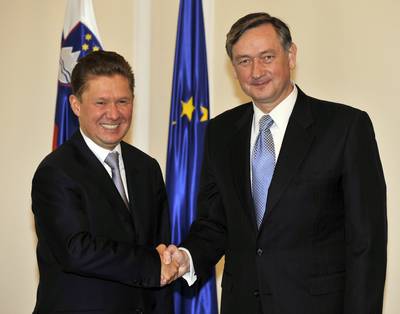 The President of the Republic of Slovenia, Dr Danilo Türk, receives Dr Alexei Miller, chief executive officer of Russia’s Gazprom (FA BOBO)