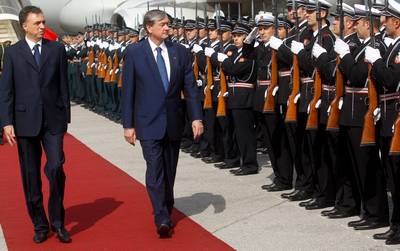 Montenegrin President Filip Vujanović receives Slovenian President Dr Danilo Türk (photo: Stanko Gruden/STA)