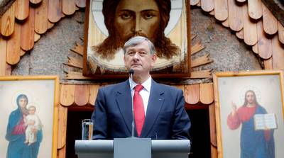 The President of the Republic of Slovenia, Dr Danilo Türk, attends a memorial ceremony at the Russian Chapel at Vršič (photo: Stanko Gruden/STA)