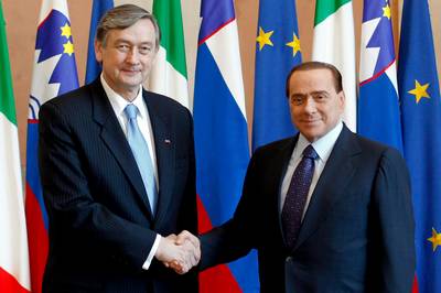 The Slovenian President, Dr Danilo Türk, meets the President of the Council of Ministers of the Italian Republic, Silvio Berlusconi (photo: Stanko Gruden/STA)