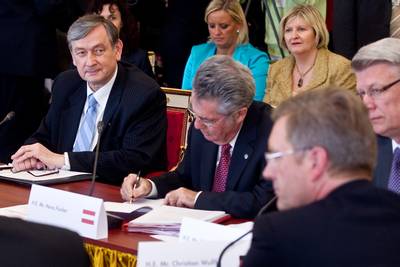 Slovenian President, Danilo Türk, participated at the plenary sessions of the informal meeting of the Arraiolos Group (photo: Stanko Gruden/STA)