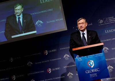 The President of the Republic of Slovenia, Danilo Türk, participates in the Bratislava Global Security Forum GLOBSEC 2012 (photo: Stanko Gruden/STA)
