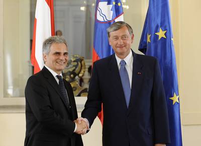 President Danilo Türk Receives Austrian Federal Chancellor Werner Faymann (FA BOBO)