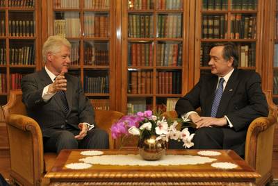 The President of the Republic of Slovenia, Dr Danilo Türk, receives the former US President Bill Clinton (FA BOBO)