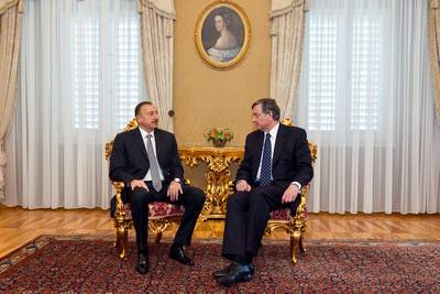 The President of the Republic of Slovenia, Dr Danilo Türk, receives the President of the Republic of Azerbaijan, Dr Ilham Aliyev (photo: Stanko Gruden/STA)