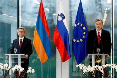 President of the Republic of Slovenia Dr Danilo Türk receives President of the Republic of Armenia Serzh Sargsyan (photo: Stanko Gruden/STA)