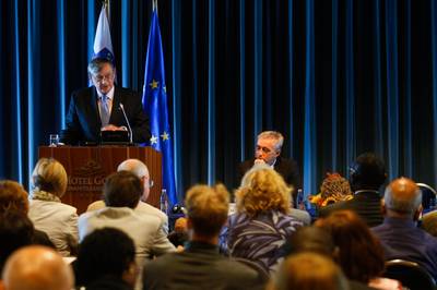 Predsident of the Republic of Slovenia, Dr Danilo Türk, at the 9th International Association of Refugee Law Judges (IARLJ) World Conference "Between Border Control, Security Concerns and International Protection: A Judicial Perspective" (photo: Stanko Gruden/STA)