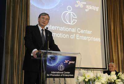 President Dr Danilo Türk attended a ceremony organised on the occasion of the 35th anniversary of the operation of the International Centre for Promotion of Enterprises – ICPE (Photo: Nebojša Tejić/STA)