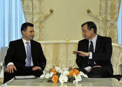 The President of the Republic of Slovenia, Dr Danilo Türk, receives the Prime Minister of the Republic of Macedonia, Mr Nikola Gruevski (FA BOBO)
