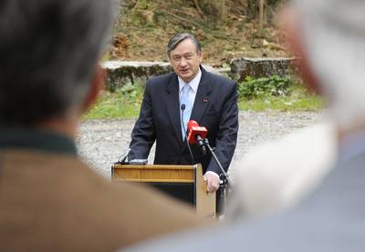 President Türk addressed the participants in the memorial ceremony held at the site of the former Ljubelj North concentration camp (FA BOBO)