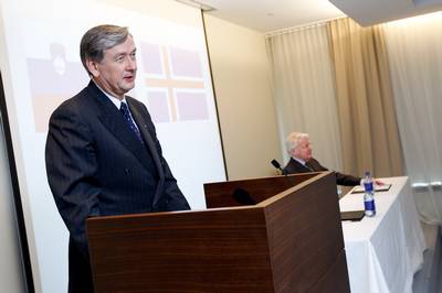 The President of the Republic of Iceland, Dr Ólafur Ragnar Grímsson, and the President of the Republic of Slovenia, Dr Danilo Türk, attend the Icelandic-Slovenian business conference (photo: Stanko Gruden/STA)