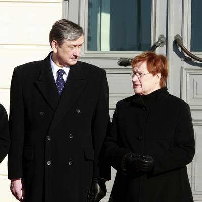 Finnish President Tarja Halonen receives Slovenian President, Dr Danilo Türk (photo: Tina Kosec/STA)