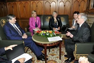 Slovenian President Dr Danilo Türk meets President of the Republic of Hungary László Sólyom (FA BOBO)