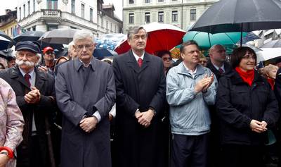 Predsednik republike dr. Danilo Türk se je udeležil prireditve ob 65. obletnici zmage nad nacifašizmom (foto: Stanko Gruden/STA)