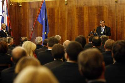 Predsednik republike dr. Danilo Türk se je udeležil slovesnosti ob dnevu ustavnosti, kjer je imel slavnostni govor (FA BOBO)