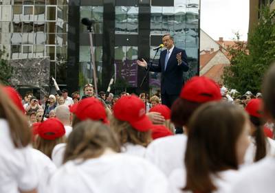 Predsednik republike dr. Danilo Türk se je udeležil prireditve "Zborovski BUM Maribor", uvodne prireditve festivala Art kamp, ki poteka v okviru 20. Festivala Lent (foto: Tina Kosec/STA)