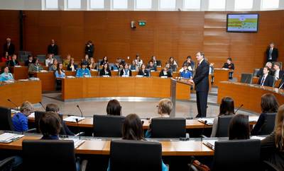 Predsednik republike dr. Danilo Türk se je udeležil zasedanja 22. nacionalnega otroškega parlamenta (foto: Stanko Gruden/STA)