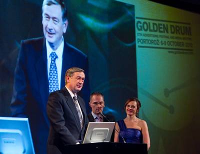 Predsednik republike dr. Danilo Türk se je udeležil zaključne podelitve nagrad 17. mednarodnega oglaševalskega festivala Zlati boben (foto: Stanko Gruden/STA)