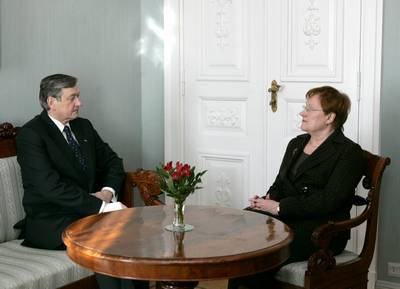 Predsednica Republike Finske Tarja Halonen je sprejela predsednika Republike Slovenije dr. Danila Türka (foto: Tina Kosec/STA)