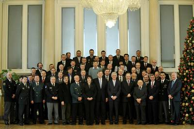 Predsednik republike dr. Danilo Türk je priredil ponovoletni sprejem za pripadnike obrambno-varnostnih sil, sil zaščite in reševanja in veteranskih ter domoljubnih organizacij in združenj Republike Slovenije (FA BOBO)