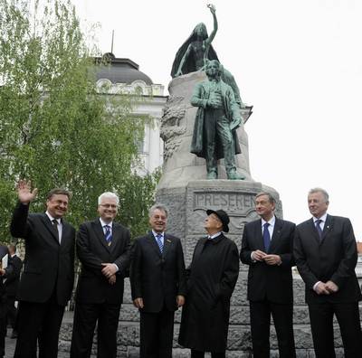 Na povabilo predsednika dr. Danila Türka so Slovenijo ob dnevu državnosti in 20. obletnici njene samostojnosti obiskali avstrijski zvezni predsednik dr. Heinz Fischer, italijanski predsednik Giorgio Napolitano, hrvaški predsednik dr. Ivo Josipović in madžarski predsednik dr. Pál Schmitt (foto: Nebojša Tejić/STA)
