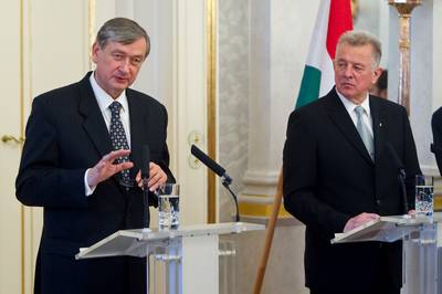 Predsednik Republike Madžarske dr. Pál Schmitt je sprejel predsednika Republike Slovenije dr. Danila Türka (foto: Stanko Gruden/STA)