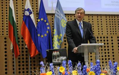 Predsednik Republike Slovenije dr. Danilo Türk in predsednik Republike Bolgarije dr. Georgi Parvanov sta se udeležila Poslovne konference slovenskih in bolgarskih gospodarstvenikov, kjer sta nagovorila gospodarstvenike iz obeh držav (foto: Nebojša Tejić/STA)
