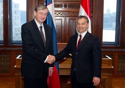 Srečanje predsednika Republike Slovenije dr. Danila Türka s predsednikom Vlade Republike Madžarske Viktorjem Orbánom (foto: Stanko Gruden/STA)