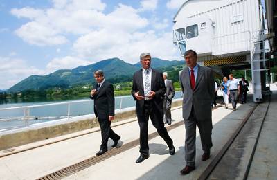 Predsednik republike dr. Danilo Türk je obiskal Hidroelektrarno Vrhovo (foto: Stanko Gruden/STA)
