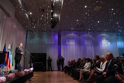 Predsednik republike dr. Danilo Türk in soproga Barbara Miklič Türk sta se udeležila odprtja Kulturno-turističnega središča Anin dvor (foto: Tina Kosec/STA)