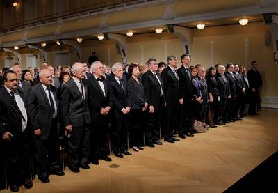 Predsednik republike dr. Danilo Türk se je udeležil slavnostne podelitve Zoisovih nagrad in priznanj, priznanja Ambasador znanosti Republike Slovenije in Puhovega priznanja (foto: Daniel Novakovič/STA)