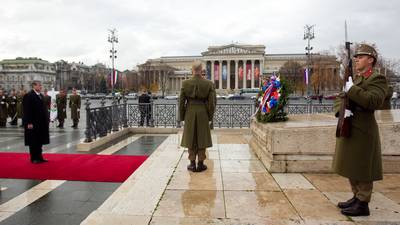 Predsednik Republike Slovenije dr. Danilo Türk je položil venec k Spomeniku madžarskim herojem (foto: Stanko Gruden/STA)