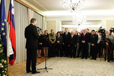 Predsednik republike dr. Danilo Türk je priredil sprejem za najboljše slovenske športnice in športnike v letu 2011 (foto: Stanko Gruden/STA)