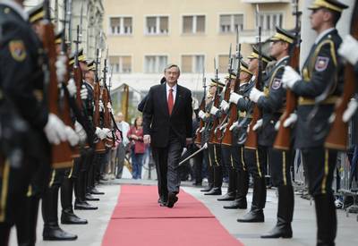 Predsednik republike dr. Danilo Türk se je udeležil slovesnosti ob 20. obletnici Manevrske strukture narodne zaščite, kjer je nastopil kot slavnostni govornik (foto: Nebojša Tejić/STA)