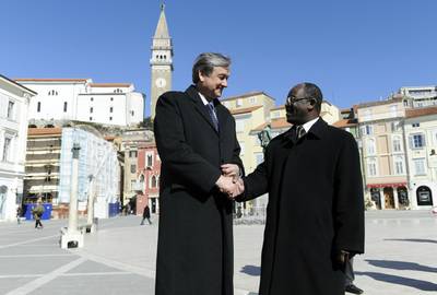 Predsednik republike dr. Danilo Türk je obiskal Piran, kjer se je srečal z županom Občine Piran Petrom Bossmanom (foto: Nebojša Tejić/STA)