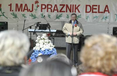 Predsednik republike dr. Danilo Türk se je udeležil 35. tradicionalnega prvomajskega srečanja na Svetem Joštu nad Kranjem, kjer je nagovoril udeležence srečanja (FA BOBO)