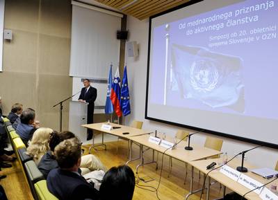 Predsednik republike dr. Danilo Türk se je udeležil simpozija ob 20. obletnici vstopa Republike Slovenije v Organizacijo združenih narodov (foto: Nebojša Tejić/STA)