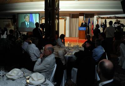 Predsednik republike dr. Danilo Türk se je udeležil slovesne podelitve priznanj Obrtno-podjetniške zbornice Slovenije v okviru Dnevov slovenske obrti in podjetništva 2012 (foto: Nebojša Tejić/STA)