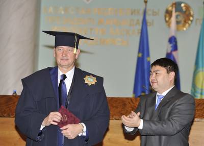 Predsednik Republike Slovenije dr. Danilo Türk je imel predavanje na Akademiji državne uprave v Astani (FA BOBO)