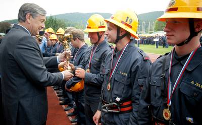 Predsednik republike dr. Danilo Türk se je udeležil Državnega članskega gasilskega tekmovanja 2012 (foto: Stanko Gruden/STA)