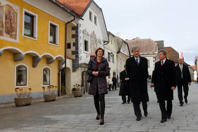 Predsednik republike dr. Danilo Türk se je srečal z županom Občine Radovljica Cirilom Globočnikom (foto: Stanko Gruden/STA)