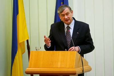 Predsednik Republike Slovenije dr. Danilo Türk je imel na Inštitutu za mednarodne odnose Kijevske narodne univerze Tarasa Ševčenka predavanje na temo "Evropska varnost in sodelovanje danes" (foto: Stanko Gruden/STA)