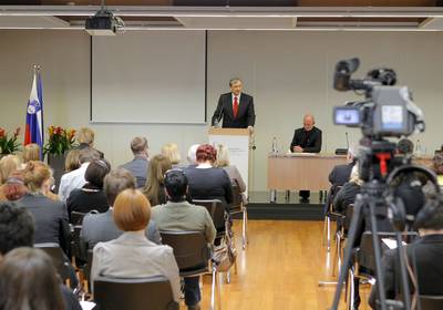 Predsednik republike dr. Danilo Türk se je udeležil mednarodne konference "Socialno podjetništvo: vektor sprememb v EU" (foto: Daniel Novakovič/STA)