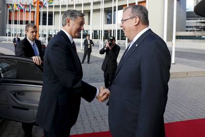 Srečanje predsednika Republike Slovenije dr. Danila Türka z izvršnim direktorjem Urada Združenih narodov za droge in kriminal (UNODC) Jurijem Fedotovom (foto: Stanko Gruden/STA)