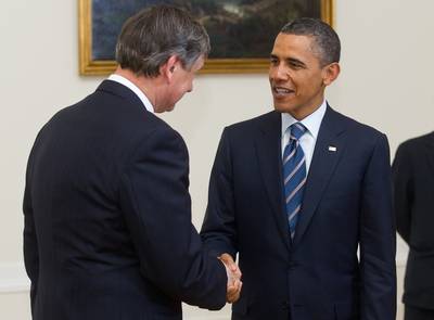 Srečanje predsednika Republike Slovenije dr. Danila Türka s predsednikom Združenih držav Amerike Barackom Obamo (foto: Stanko Gruden/STA)