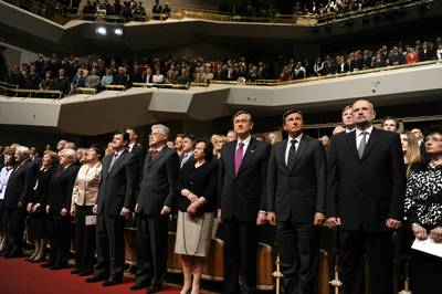 Predsednik republike dr. Danilo Türk se je udeležil državne počastitve dneva upora proti okupatorju, kjer je nastopil kot slavnostni govornik (foto: Nebojša Tejić/STA)